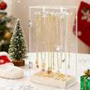 Necklace Holder, Acrylic Jewelry Organizer with 24 Hooks, Rotation Clear Necklaces Pendant Display Case Stand, Dust-proof Velvet Tray Hanging Rack Storage for Earrings Rings