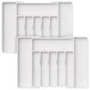 Lifewit Silverware Drawer Organizer, Expandable Utensil Tray for Kitchen, BPA Free Flatware and Cutlery Holder, Adjustable Plastic Storage for Spoons Forks Knives, 1 Pack, White