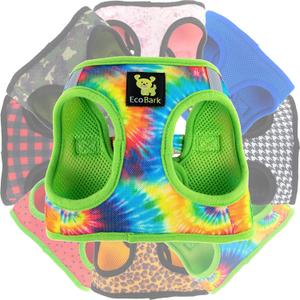 EcoBark Step in Dog Harness - Soft Mesh Dog Vest Harnesses - Reflective Adjustable No Pull and No Choke Halter - Comfort Padded Body Vest (Small- 7 to 10 lbs - Chest Up to 14 in (Pack of 1), Tye Dye)