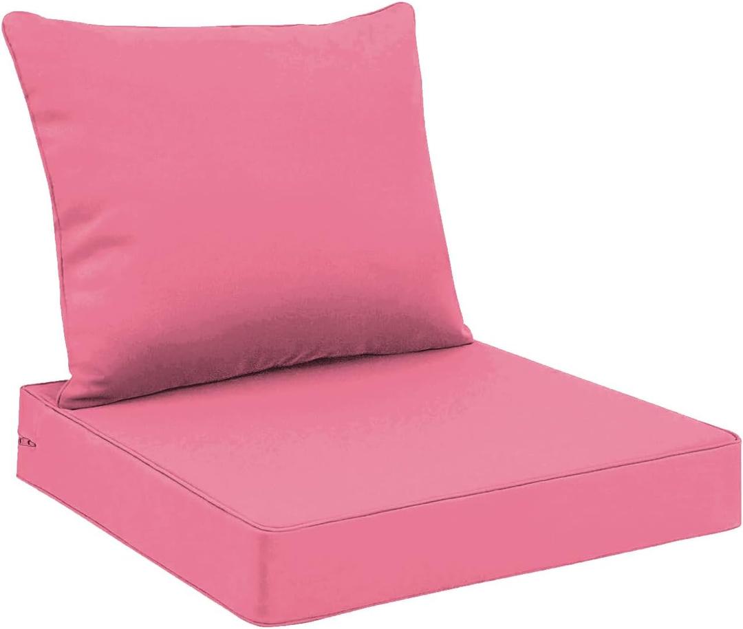 All Smiles Outdoor Chair Cushions for Patio Furniture Set of 60x60 Inch for Deep Seat Waterproof Fade Resistant Replacement Cushions with Removable Cover for Seat Yard Garden Deck Hot Pink