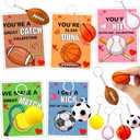 30 Pack Kids Valentines Day Cards with Sport Stress Ball Keychain Valentines Day Gifts for Kids School Valentines for Kid Classroom Gift Exchange Classroom Prizes Valentine Party Favors for Boys Girl