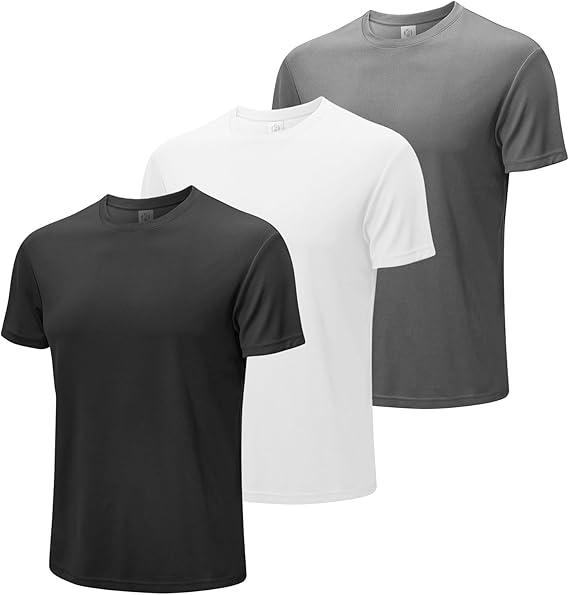 Men's Workout Quick Dry T-Shirts, 2 Pack Athletic Moisture Wicking Long Short Sleeve Shirts Running Hiking 2XL