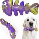 Dog Chew Toy Durable and Indestructible,Fishbone ShapeDog Chew Bones for MiddleLarge Dogs, Bacon Flavored, Keeps Dogs Busy Purple