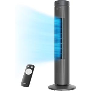 PELONIS 30-Inch Oscillating Tower Fan for Bedroom 3 Speed, 37dB Quiet Tower Fan with Remote Control and 7-Hour Timer ETL Certified, Grey