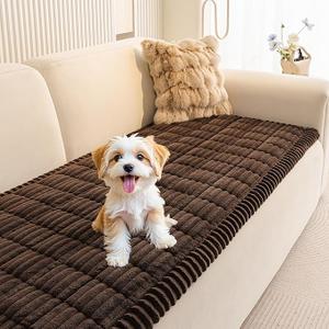 MEETSKY Couch Cover for Dogs Washable, Non Slip Chocolate Couch Covers for 3 Cushion Couch Sofa Pet Friendly, Soft Sofa Cover Furniture Protector Covers, Dog Mat for Couches, 27.6" x 70.9"