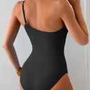 Eomenie One Piece Swimsuit for Women Tummy Control One Shoulder Bathing Suit Ruched Tie Knot Swim Suit (XX-Large, Black)