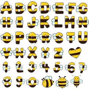 192 Pcs Bee Bulletin Board Decoration Letters Numbers Alphabet Cutouts Spring Bee Letters Combo Pack Set Honeybee Bulletin Board Letters for Home School Classroom Party Favor