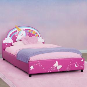 Delta Children Unicorn Upholstered Twin Bed, Pink