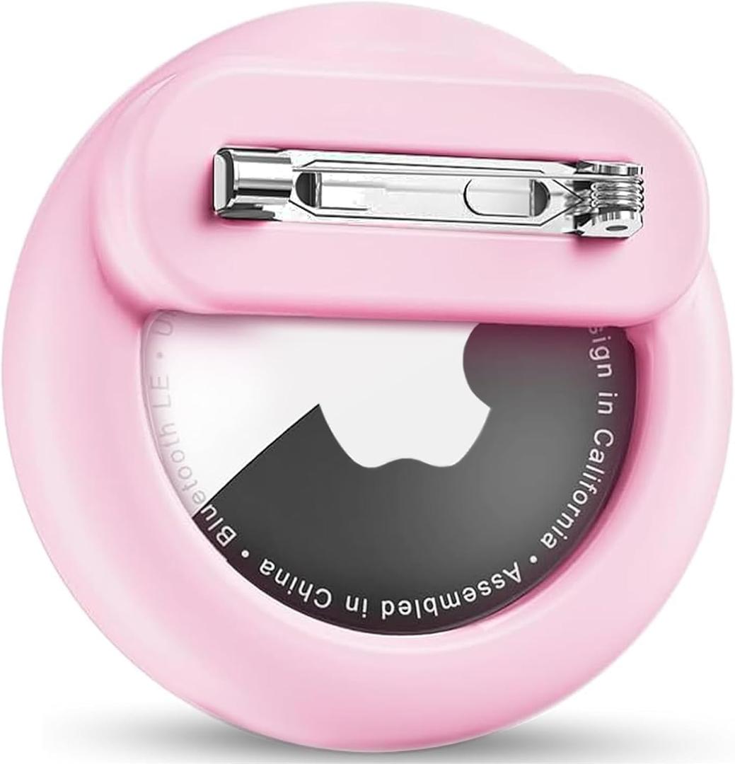 Compatible with Apple Air Tags Holder for Kids, 1 Pack Hidden Case with Safety Pin, Anti-Lost for Kids, Baby, Elderly, Luggage, Shoe, Clothes,Backpack, Pink