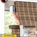 No Drill Cordless Bamboo Roman Shades, 28" W × 48" H, Driftwood