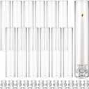 12 Set Glass Hurricane Candle Holders 11.8" Open Ended Glass Candleholder Tube Shape Bottomless and 2.1" Taper Clear Candlestick Holder Bulk for Table Centerpiece Wedding Party Home Decor (12, Clear)
