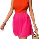 SOLY HUX Women's Color Block Tank Dress Crew Neck Sleeveless Cut Out A Line Summer Mini Dresses S