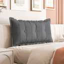 Headboard Pillow Twin XL Backrest Pillow Dorm Daybed Pillow, Bolster Pillow Cushion for Bed & Couch, Long Decorative Pillow with Removable Cover, Gray