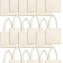 Mini Tote Bag Sublimation Blank Canvas Tote Bags Reusable Grocery Luggage DIY Sack Goody for Party Even(9 x 8 Inch,Natural Color,12 Pcs)