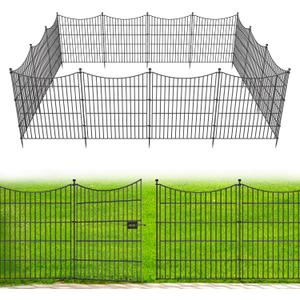 15 Panels Decorative Garden Fence with Gate, 32 in(H) X 35.4 ft(L) No Dig Dog Fence Animal Barrier Outdoor for Yard, Rustproof Metal Garden Edging and Borders, Temporary Fencing Stakes