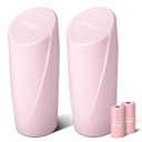 Car Trash Can Bin with Lid - 2 Packs Car Garbage Can Cup Holder - Pink Mini Leakproof Vehicle Garbage Bin with 40pcs Trash Bags-Automobile Organizers and Storage for Front Back Seat Accessories