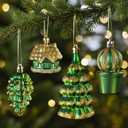 Dolicer 80 Pcs Christmas Tree Ornaments Vintage Christmas Ball Ornaments Set Green Red Glitter Christmas Decorations Shatterproof Large Hanging Ornament for Xmas Tree Holiday Party