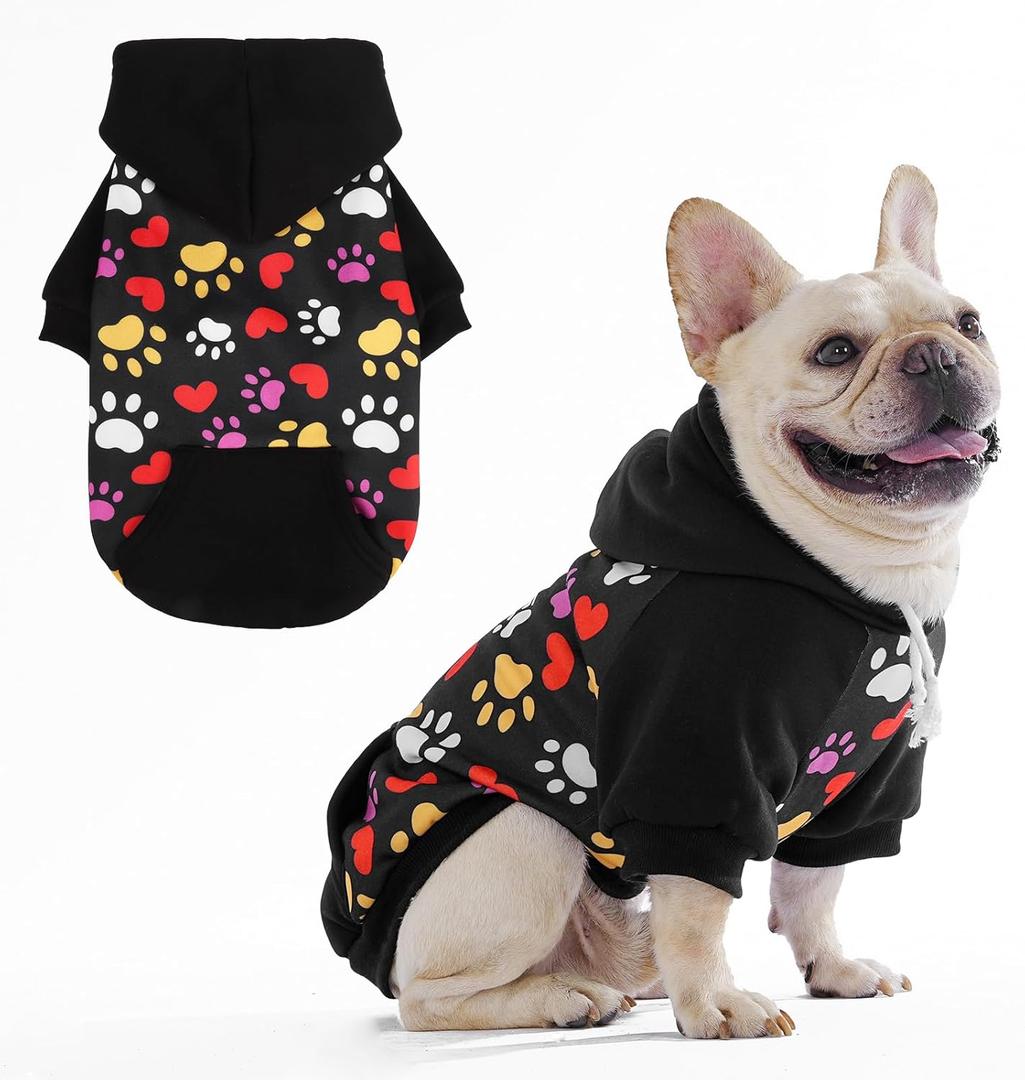 KOOLTAIL Halloween Dog Hoodie for Small Medium Large Dogs - Warm Clothes with Leash Hole, Soft Winter Pet Sweater Hat Hooded Sweatshirt, Clod Weather Coat Outfit for Puppy Cat Girls Boys,Paws M