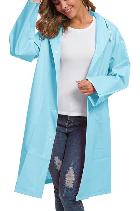 Besshopie EVA Raincoat Waterproof Rain Poncho Reusable Unisex Men Women Long Clear Rain Wear M
