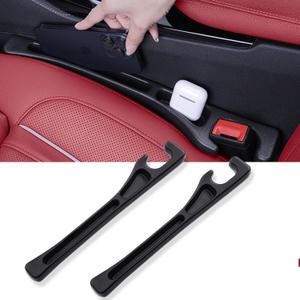 2 x Car Seat Gap Organizer,Seat Gap Filler with Seat Belt Holes,Universal Fit for SUV/Truck/Pickup(Black, 2Pack)