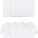 Fruit of The Loom Men's V-Neck Undershirts, Moisture Wicking & Tag Free (Large, White - 6 Pack)
