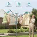 SONGMICS Umbrella Clothesline, Rotary Washing Line, Foldable Heavy-Duty Outdoor Clothes Drying Rack with Clips, Cover, Ground Anchor, 164 ft (50 m) Long for 5 Loads of Laundry, Silver ULLR307EZ01