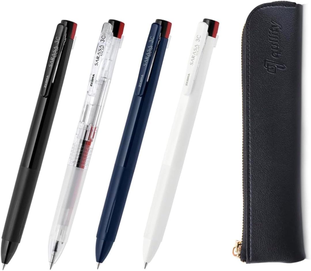 ZEBRA SARASA Clip 3C 0.5mm Multicolor Pen 4 Color Set, qullity original Black slim pen case