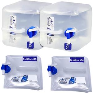 Camping Water Jug with Spigot (2.6 & 4 & 5.3 Gallon), BPA-Free Food-Grade LDPE Collapsible Water Container, Emergency Water Storage with Patented Leak-Proof Design for Hiking, Survival Gear & Outdoor (Cube)