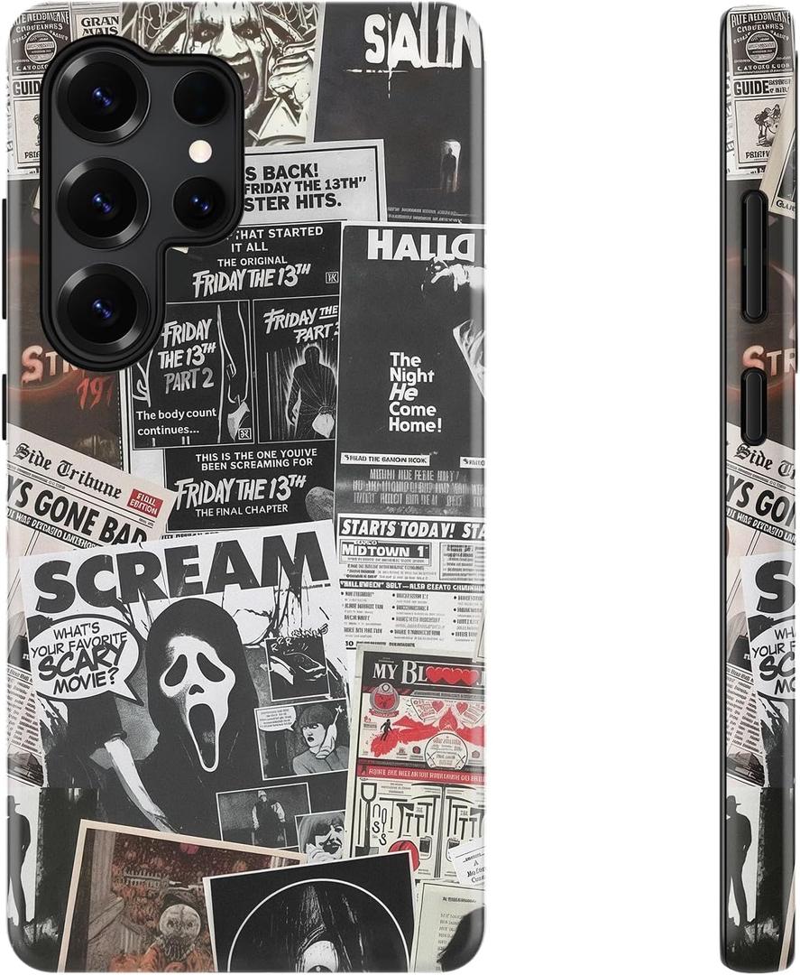 DEENAKIN for Samsung Galaxy S23 Ultra Case Cute,Aesthetic Dark Academia Halloween Scream Phone Case,Compatible with Magsafe,Trendy Cool Retro Protective Slim Silicone Phone Cover for Women Girls