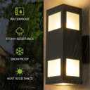 harriet Porch Lights Outdoor Modern - IP64 Waterproof Aluminum and Tempered Glass Cover, 13" Rectangular Up/Down Wall Sconce for Porch, Garage & Patio, Exterior Lighting, Black, 2 Pack