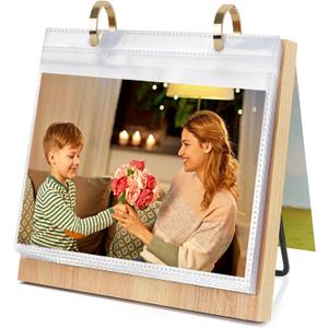 ZEEYUAN 5x7 Landscape Picture Frame for Office Desk 5x7 Flip Photo Album Horizontal Standing on Tabletop Photo Collection, Mother's Day Gift for Mom From Daughter Son