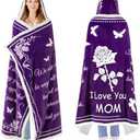 Mothers Day Gifts for Mom, Wearable Hoodie Blanket for Birthday Gift, Mom blanket Gifts from Daughter, Son, Husband, Sherpa Fleece Mother Blankets, Soft, Wife, Mama, purple Size:50*70