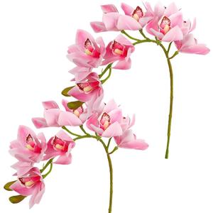 XIYUAN 28.5inch Artificial Phalaenopsis Flowers 2 Bunch 10 Large Petals Orchids Fake Cymbidium Flowers Artificial Orchid Flowers Stem Plants Latex Phalaenopsis Branches for Home Dcor (Pink)
