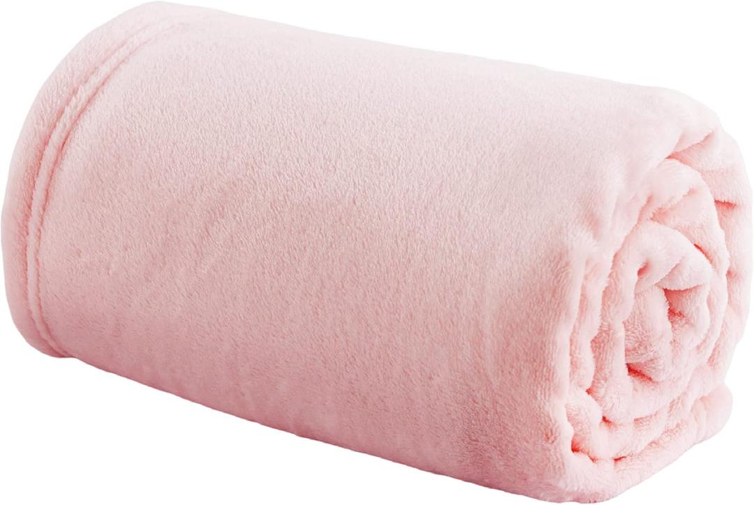 Bedsure Bedding Fleece Blanket for Girls and Boys - Soft Cozy Cute Small Throw Blankets for Travel, 43x55 Inches, Pink (Kids (43" x 55"))