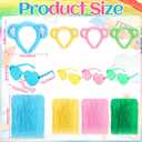 Jecery 12 Pcs Bear Group Halloween Costume Accessories Colorful Fluffy Bear Ears Headband Furry Leg Warmers and Heart Sunglasses for Halloween Cosplay Party Fancy Dress Ball