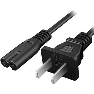 AC 2 Prong C8 Power Cord 5ft Standard 2-Slot for TV PS4 PS5 Speaker Monitor Xbox Wall Power Cable Replacement Black