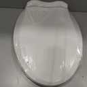Durable Elongated Toilet Seat with Slow Soft Close - Easy to Install and Clean, Never Loosens - White, Fits Most Elongated Toilets