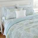 Laura Ashley - King Quilt Set, Reversible Cotton Bedding with Matching Shams, Pre-Washed Home Decor for Added Softness (Saltwater Blue, King)