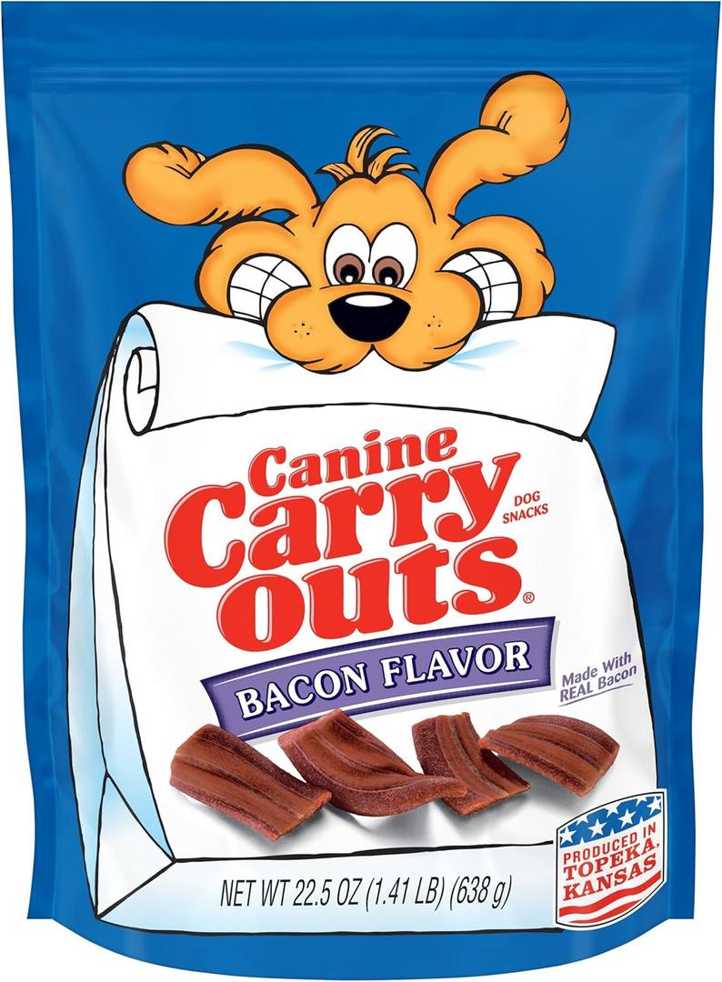 Canine Carry Outs Dog Treats, Bacon Flavor, 22.5 Ounce (Pack of 4), Made with Real Bacon Bb 06/30/2027