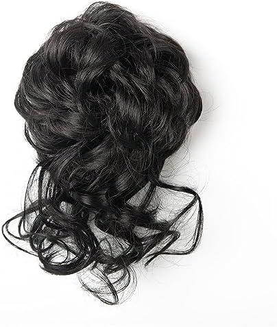 Synthetic Claw Clip In Messy Bun Hair Scrunchies Ponytailtail Curly Hair Hairpiece For Women Girl Updo Bun, Black