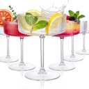 GATHER 24PCS Ribbed Plastic Martini Glasses for Party Wedding 