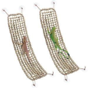 Silkfly 2 Pieces Bearded Dragon Hammock Lizard Reptile Climbing Lounger Seagrass Fiber Habitat Tank Accessories Jungle Toys for Hermit Crab Gecko Snake Iguana Amphibian (30 x 7 Inch)