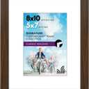 Americanflat 8x10 Picture Frame with Shatter-Resistant Glass - Use as 5x7 Frame with Mat or Display 8x10 Photo Without Mat - Signature Collection - Photo Frames for Tabletop and Wall - Walnut