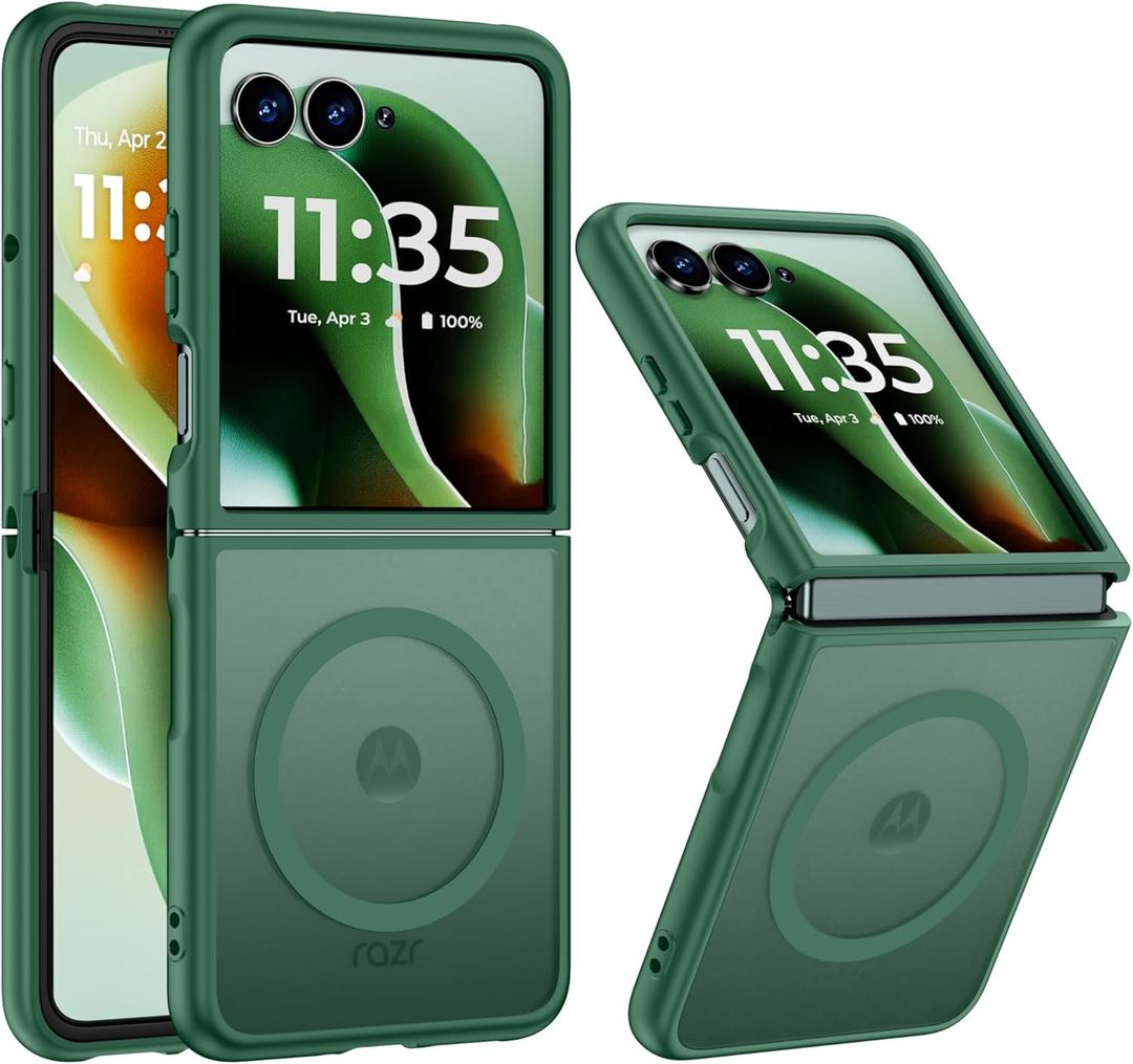 LEKEVO Magnetic for Motorola Razr Ultra 2025 Case, Compatible with Magsafe, Translucent Matte, TPU Bumper Protective Slim Soft Case for Moto Razr Ultra 2025, Green