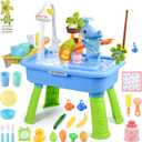 Upgraded Water Table for Toddlers 1-3 with Electric Water Pump, Kids Water Table with Faucet, Play Food Accessories Fishing Toy, Kitchen Play Sink Toys for Girl Boy