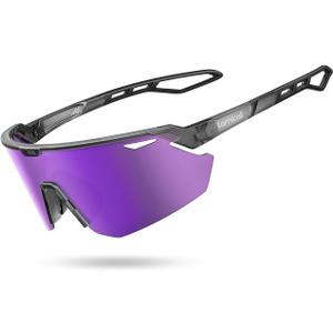 Lamicall 24g Polarized Sports Sunglasses for Men Women - UV400 Protection Sun Glasses for Baseball Running Cycling Driving (Purple, M)