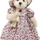 oitscute Teddy Bears Baby Cute Soft Plush Stuffed Animal Toy for Girl Women 16" (Red Flower)