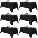 Fitable Black Tablecloths for Rectangle Tables, 6 Pack - 70 x 120 Inches - Reusable and Washable Table Clothes for 6-8 Ft Tables, Polyester Fabric Table Covers for Wedding, Party, Banquet