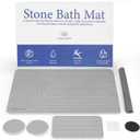 AquaDry Stone Bath Mat - Diatomaceous Stone Shower Mat, Ultra-Absorbent, Non-Slip, Eco-Friendly Large Stone Bath Mat, Diatomaceous Earth Bath Mat Large for Bathroom 23" x 15"
