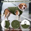 PUPTECK Dog Winter Coat, Warm Fleece Pet Jacket with Harness Built in, Water Resistant Windproof Collar Dog Puffer Vest, Doggy Snowsuits for Small Medium Dogs Cold Weather Apparel Outdoor, Green S